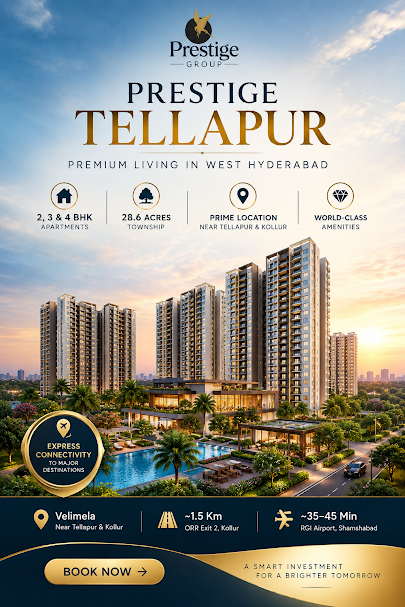 Prestige Tellapur location - Velimela near Kollur and Tellapur, off ORR Exit 2, Hyderabad